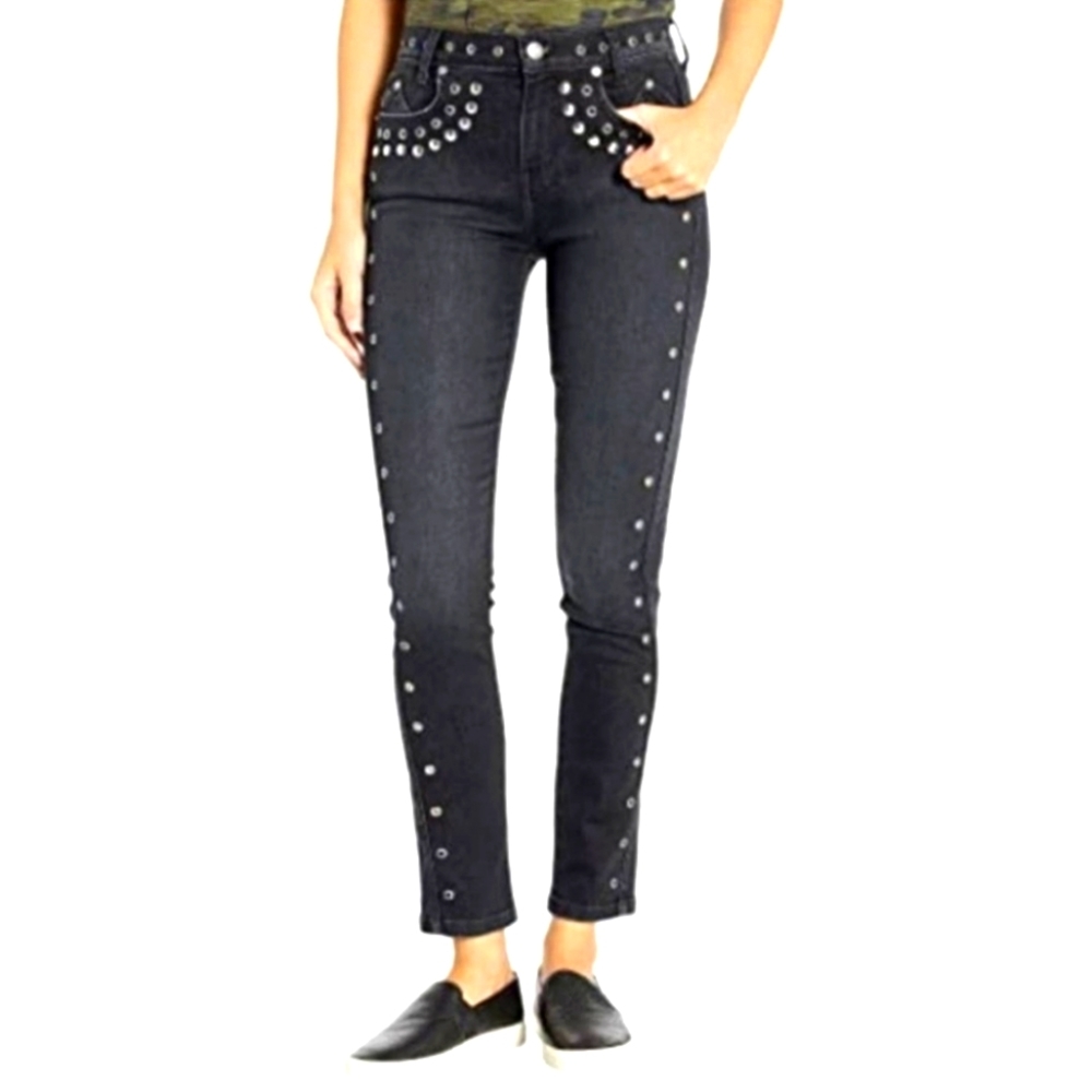 Current/Elliott High Waist 7 Pocket Studded Stiletto Luminary Skinny Jeans Sz 26